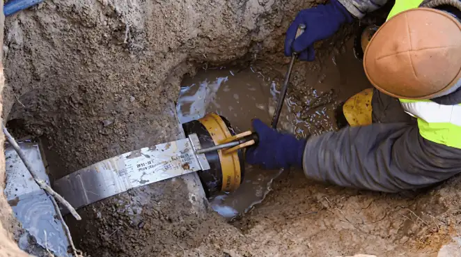 Technician performing underground drainage repair for foundation protection and gutter systems in Glendale, AZ